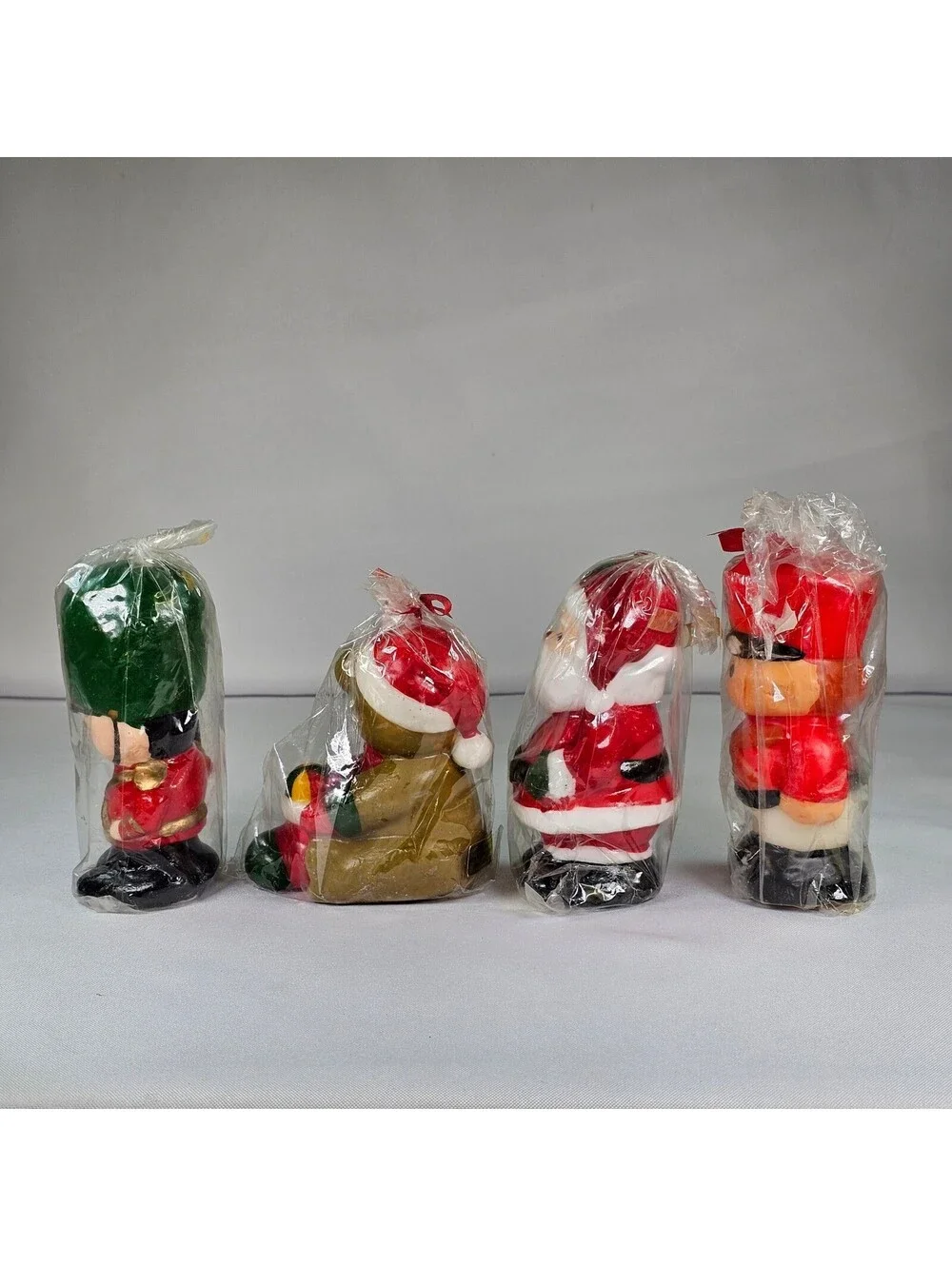 Vintage Christmas Candles Set of 4 Santa Teddy Bear Toy Soldier Nutcracker New